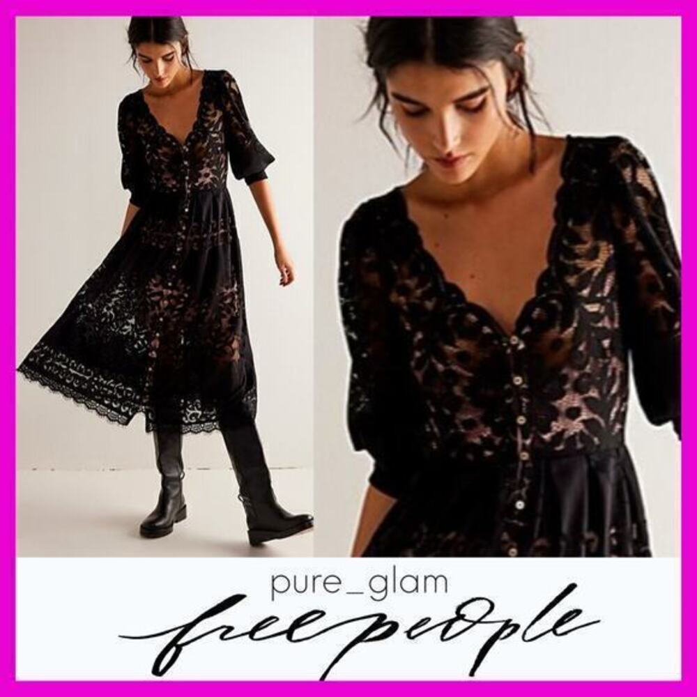 Free People floral lace midi dress